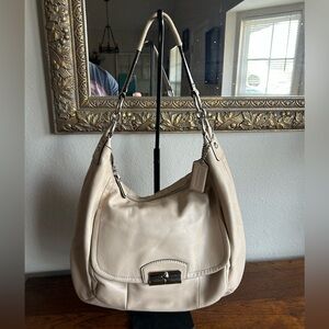 Coach Kristin Beige Champagne Hobo Shoulder Bag L1260-F22309 With Bag Charm Y2K